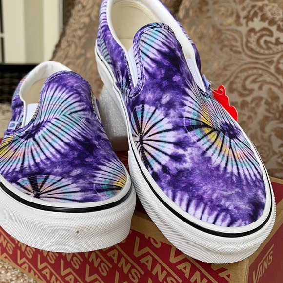 Vans Men’s Classic Slip-On New Age Purple Tie Dye Sneakers - Picture 9 of 16
